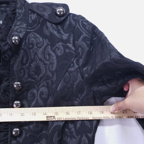 Insight New York Black Military Styled Jacquard Wool Blend Coat Size 10 Gothic - Picture 5 of 16